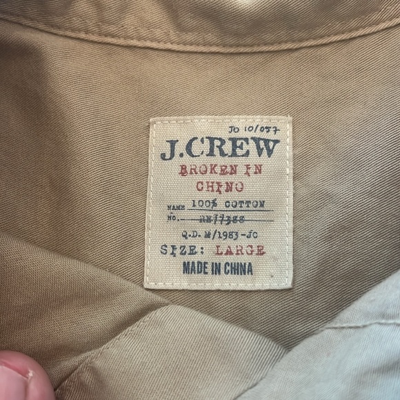 Long sleeve Safari brown J.Crew Chino size large - Picture 2 of 7